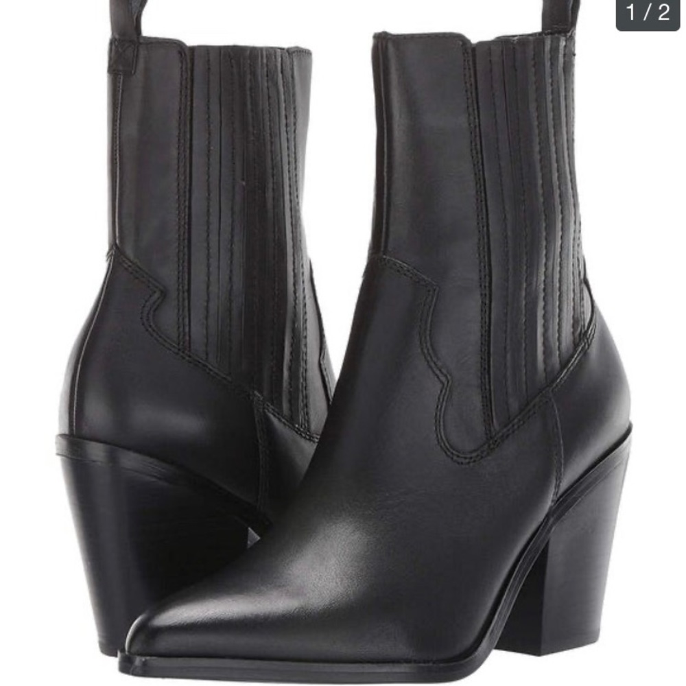 Aldo Leather Pointed Toe Mid-Calf Cowboy Boots